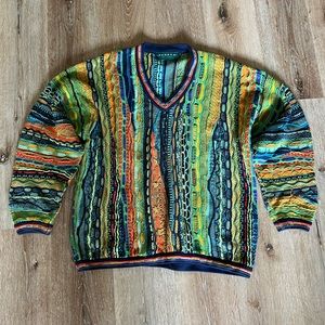 Vintage Tundra Canada 3D Multicolor Chunky Knit Jazz Cosby Sweater Coogi Style
